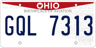 OH license plate GQL7313