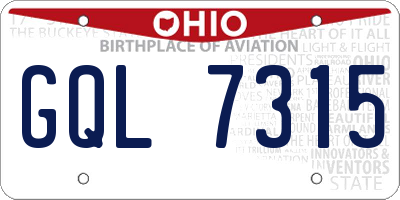 OH license plate GQL7315