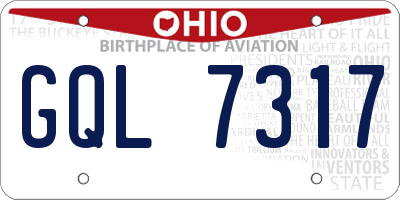 OH license plate GQL7317
