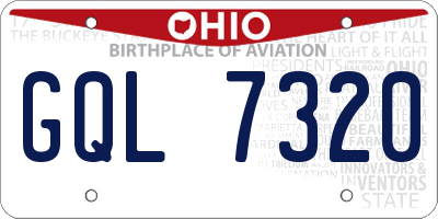 OH license plate GQL7320