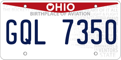 OH license plate GQL7350