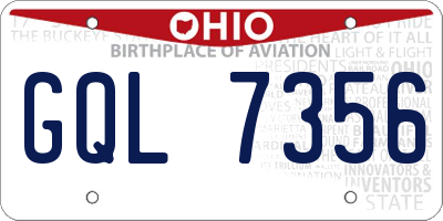OH license plate GQL7356