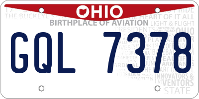 OH license plate GQL7378