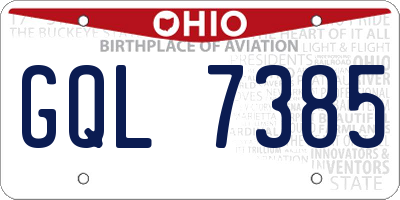 OH license plate GQL7385