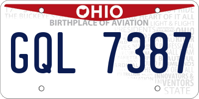 OH license plate GQL7387