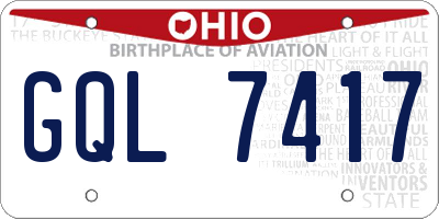 OH license plate GQL7417