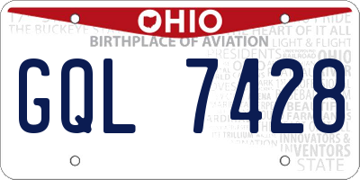 OH license plate GQL7428