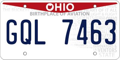 OH license plate GQL7463