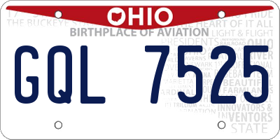 OH license plate GQL7525