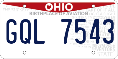 OH license plate GQL7543