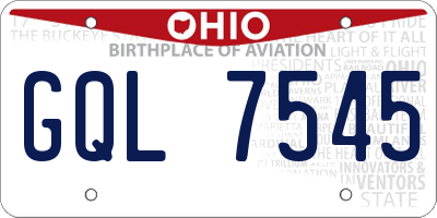 OH license plate GQL7545