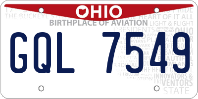 OH license plate GQL7549