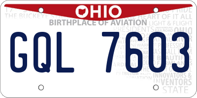OH license plate GQL7603