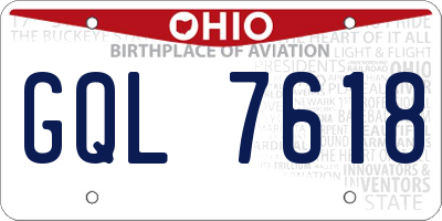 OH license plate GQL7618