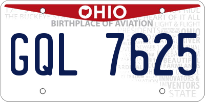 OH license plate GQL7625