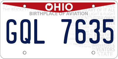 OH license plate GQL7635