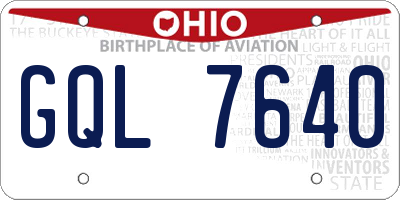 OH license plate GQL7640