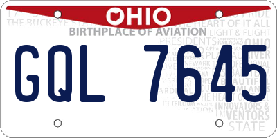 OH license plate GQL7645