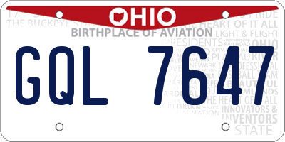 OH license plate GQL7647