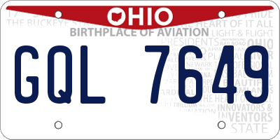 OH license plate GQL7649