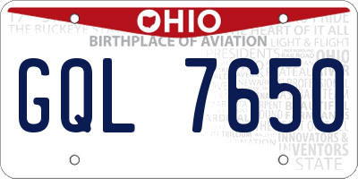 OH license plate GQL7650