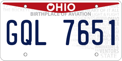OH license plate GQL7651