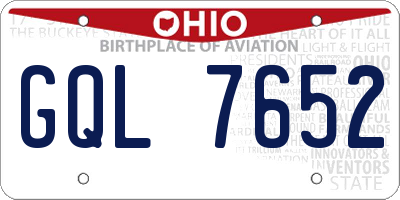 OH license plate GQL7652