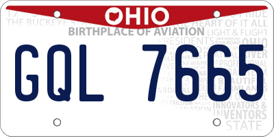 OH license plate GQL7665