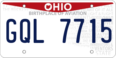 OH license plate GQL7715