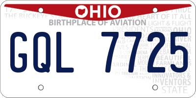 OH license plate GQL7725