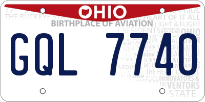 OH license plate GQL7740