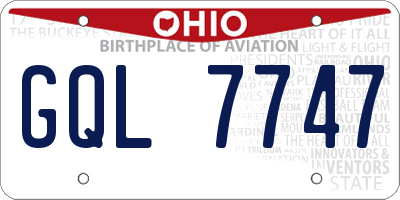 OH license plate GQL7747