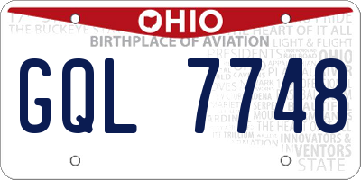 OH license plate GQL7748