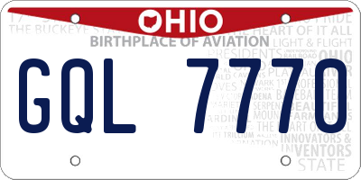 OH license plate GQL7770