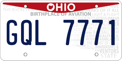 OH license plate GQL7771