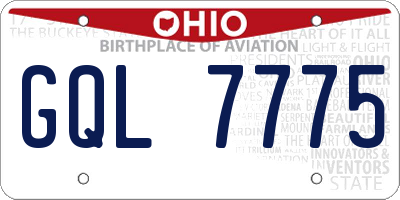 OH license plate GQL7775