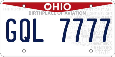 OH license plate GQL7777