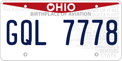 OH license plate GQL7778
