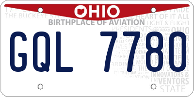 OH license plate GQL7780
