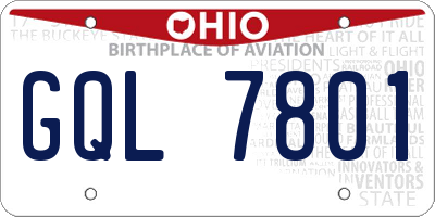 OH license plate GQL7801