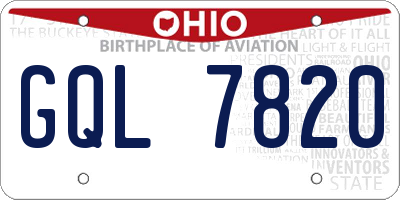 OH license plate GQL7820