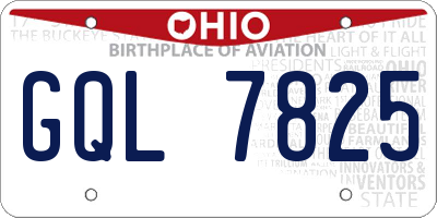 OH license plate GQL7825