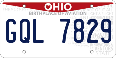 OH license plate GQL7829
