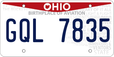 OH license plate GQL7835