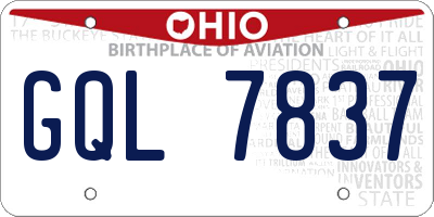 OH license plate GQL7837