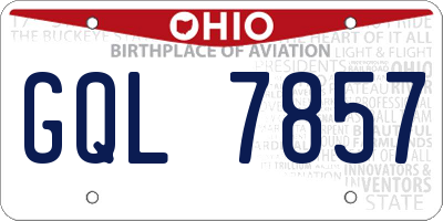 OH license plate GQL7857