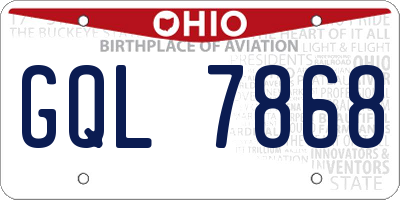 OH license plate GQL7868