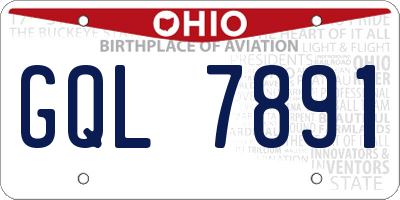OH license plate GQL7891