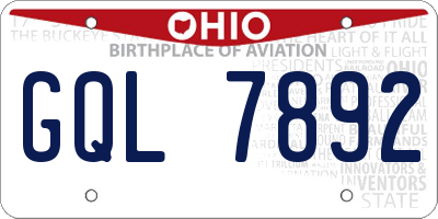 OH license plate GQL7892