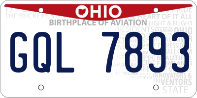 OH license plate GQL7893